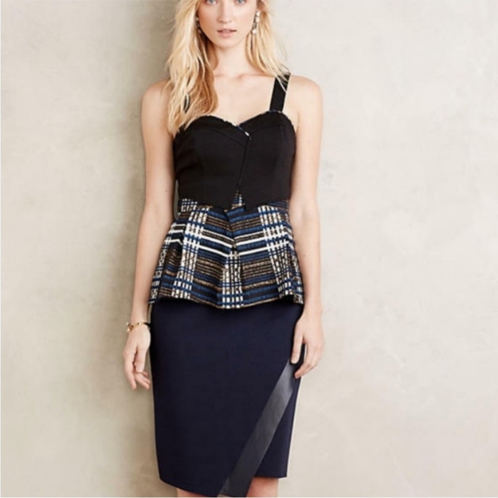Deletta Plaid Peplum Top